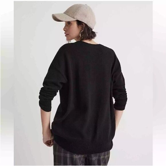 NWT Madewell V-Neck Relaxed Cardigan in True Black Size XS - Picture 2 of 13